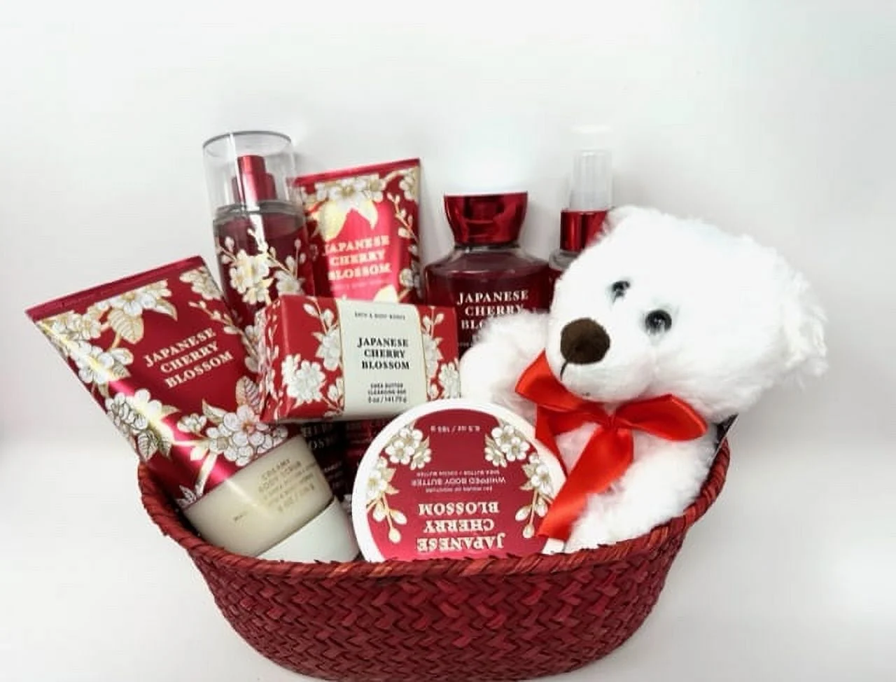 Japanese Cherry Blossom 8-piece Gift Bath and Teddy Bear Set - Bath and Body Works