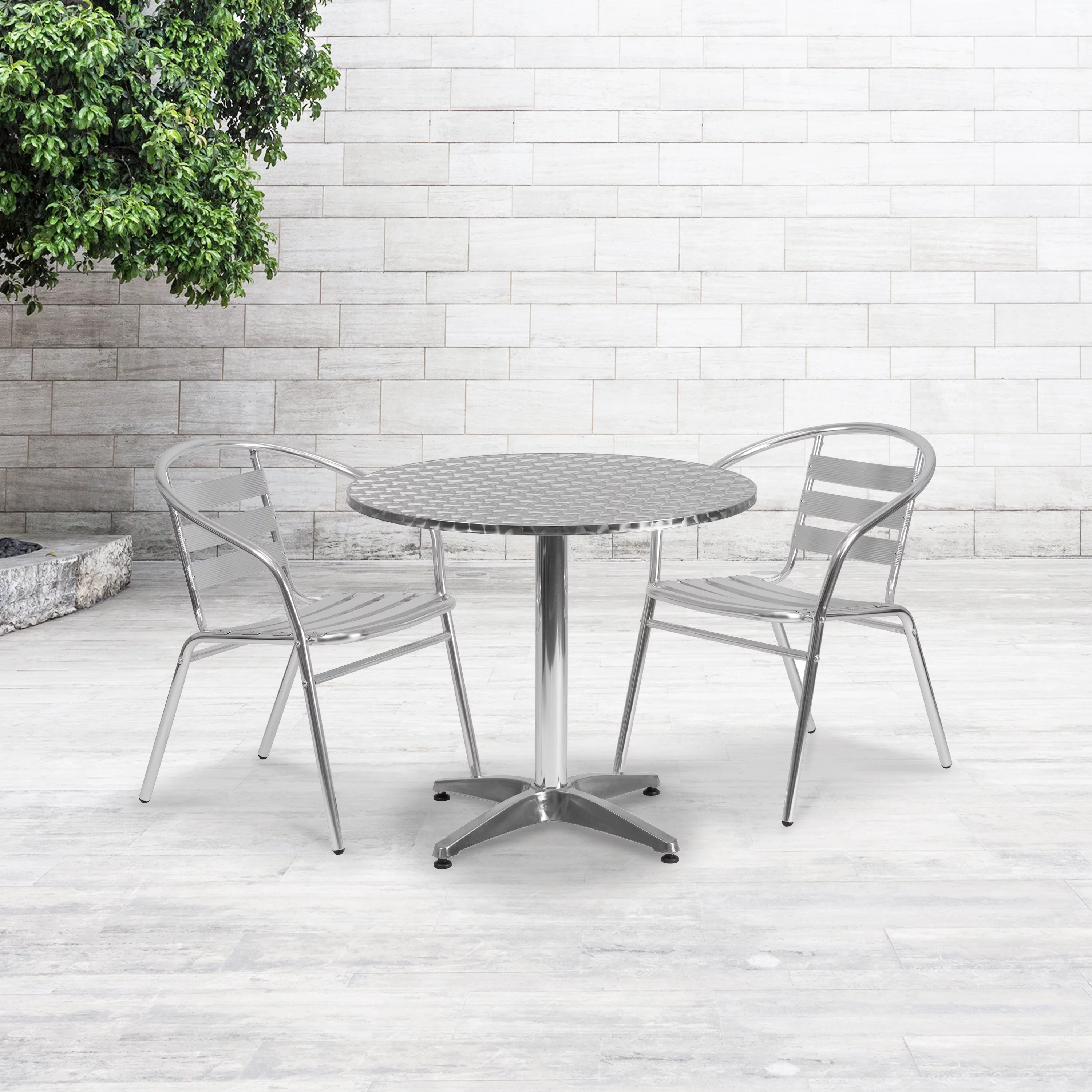 Flash Furniture Mellie 31.5'' Round Aluminum Indoor-Outdoor Table with Base