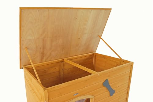 Wooden Doghouse for Small, Medium, Large Dogs, Waterproof, Outdoor/Indoor Kennel,Puppy Shelter with Elevated Floor (Natural, M)