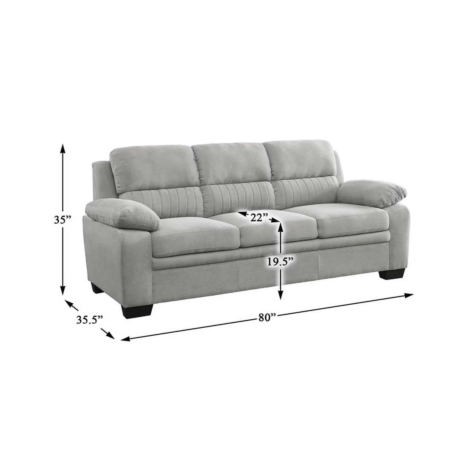 Lexicon Holleman Modern Textured Fabric Sofa with Pillow-top Arms in Light Gray