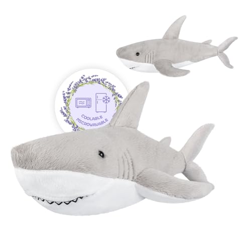 Heatable & Coolable Shark Plush, Microwavable Heating Pad Shark Stuffed Animal for Soothing & Relaxation, Lavender Infused Shark Toy Gift for Kids & Adults