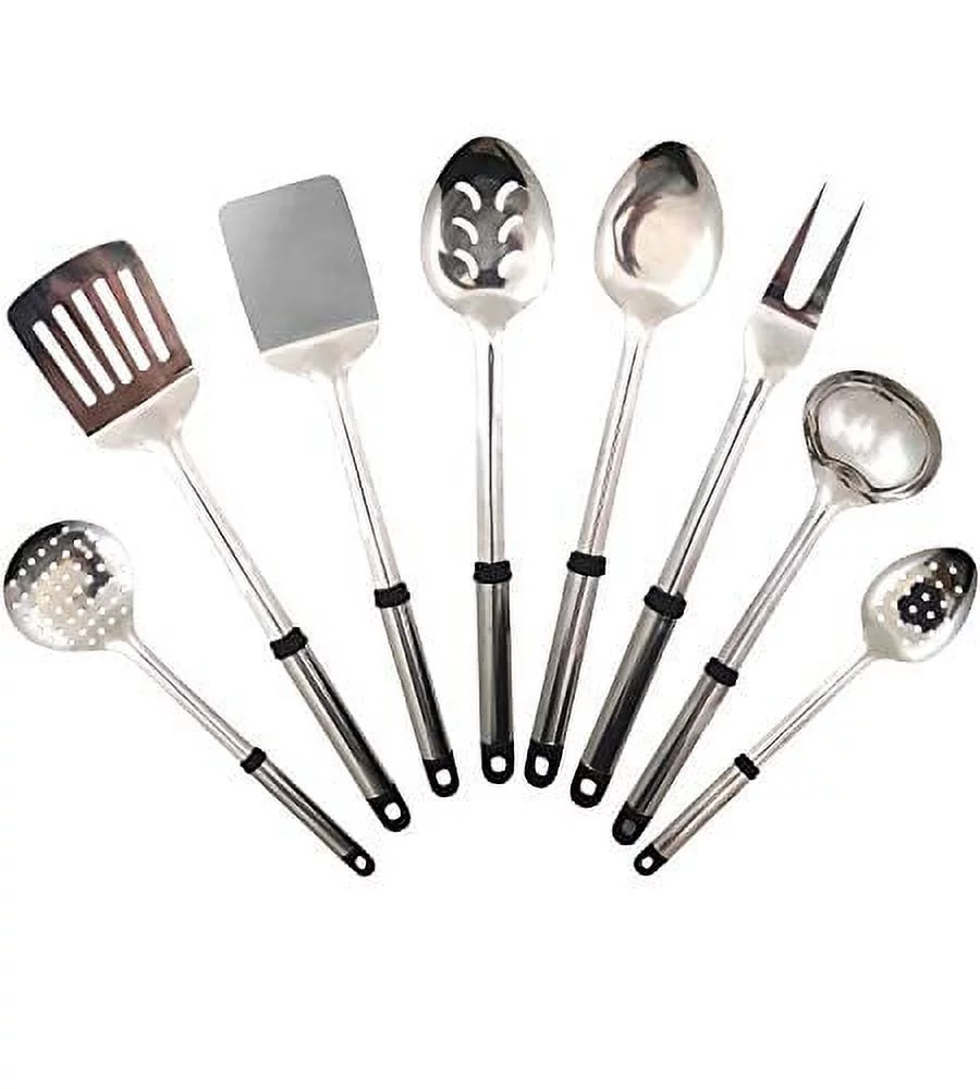 IOTC Kitchen tool Set Accesories Stainless Steel Cooking Utensils, One Size, Set of 8