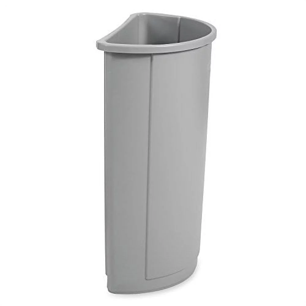 Untouchable Waste Container, Half-Round, Plastic, 21gal, Gray