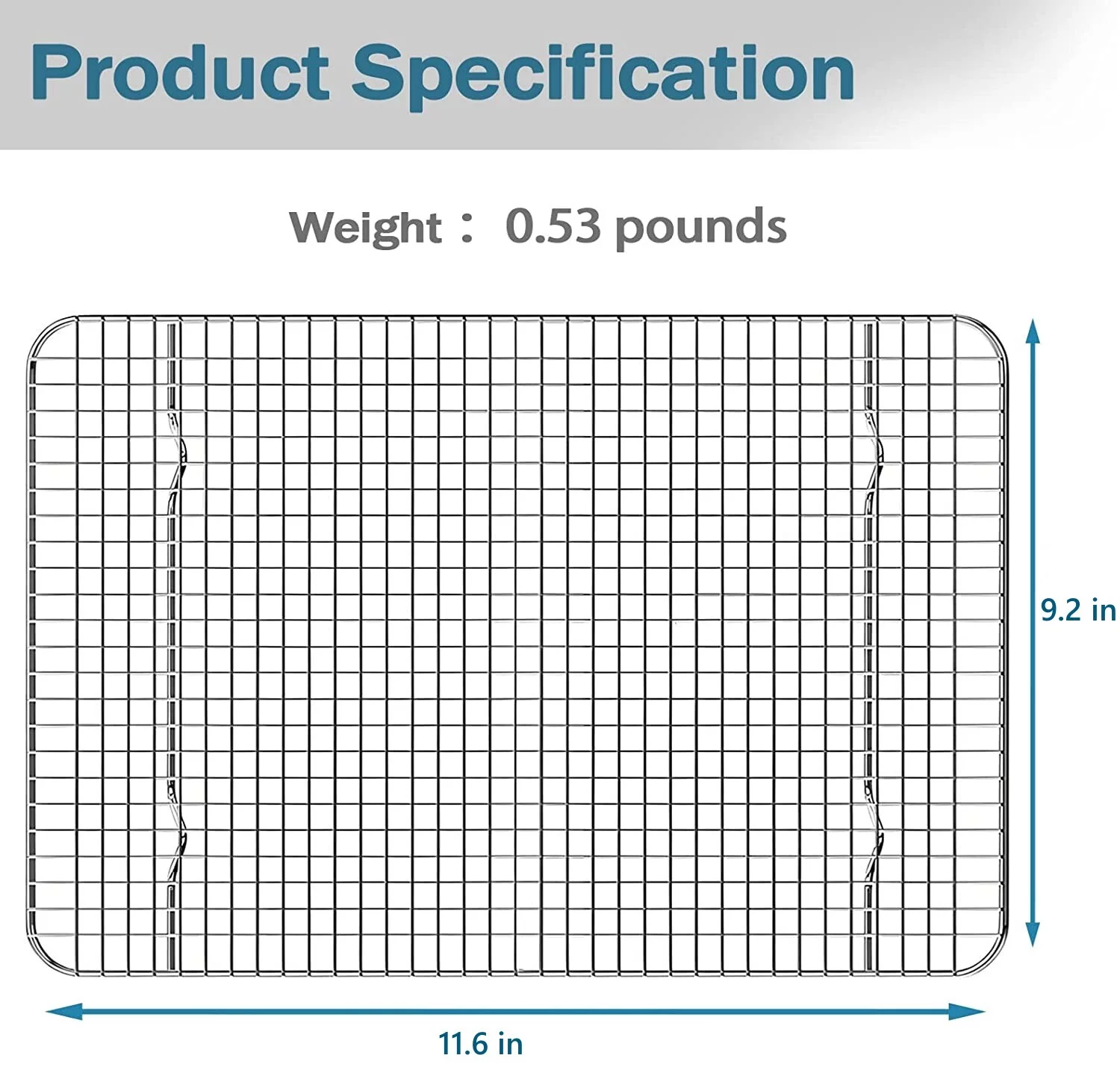 Cooling Rack Set of 2, RUseeN Stainless Steel 11.6" x 9.2" Baking Rack for Oven Cooking Roasting Grilling Broiling, Grid Wire Rack for Bacon Pizza Chicken BBQ Meat, Dishwasher Safe