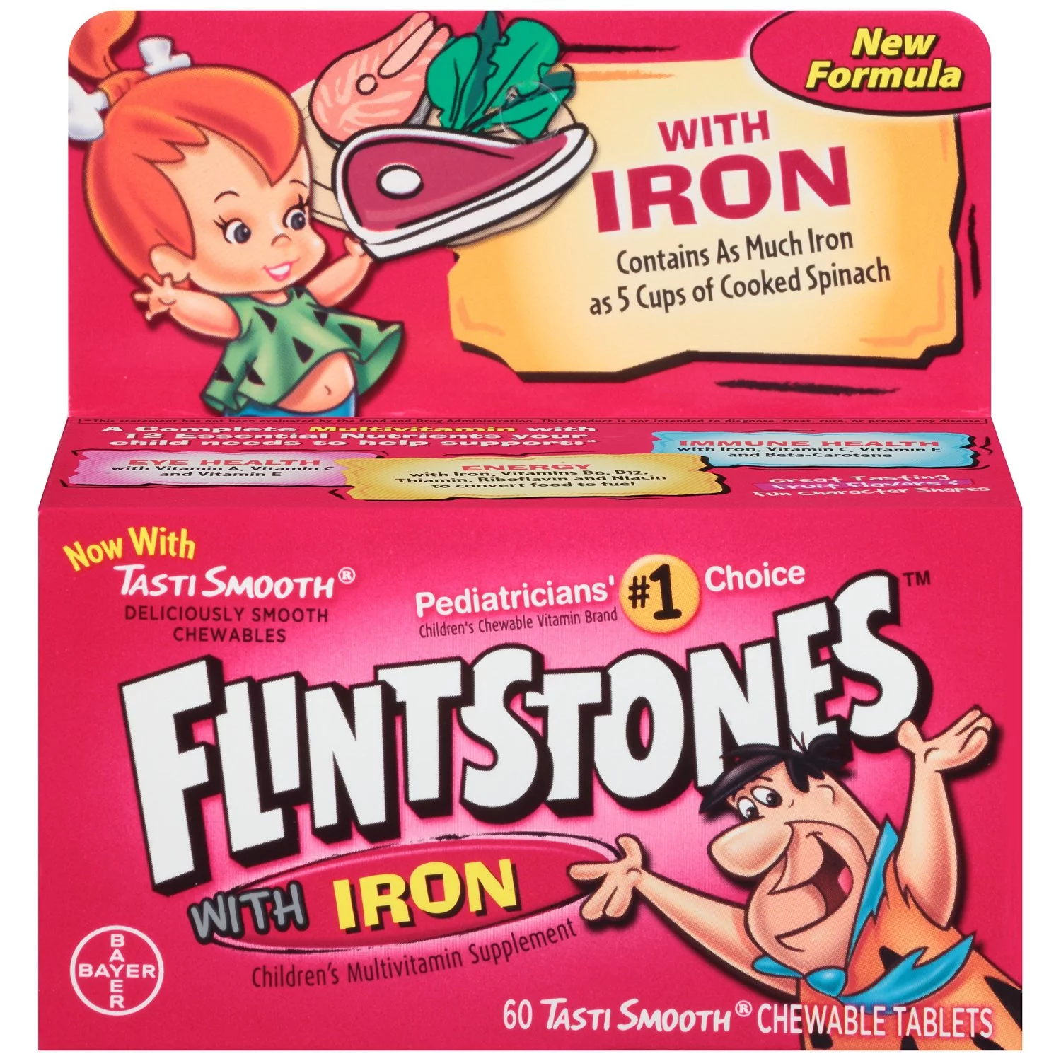 Flintstones Children's Multivitamin plus Iron Chewable Tablets, 60-Count