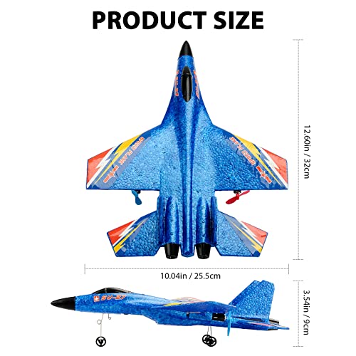 New Upgrade SU27 RC Airplane, Remote Control Fighter Toys, 2.4GHz 6-axis Gyro Stabilizer RTF Glider Aircraft Plane with 2 Batteries Easy to Fly Outdoor Toy for Adults Kids Beginners Boys