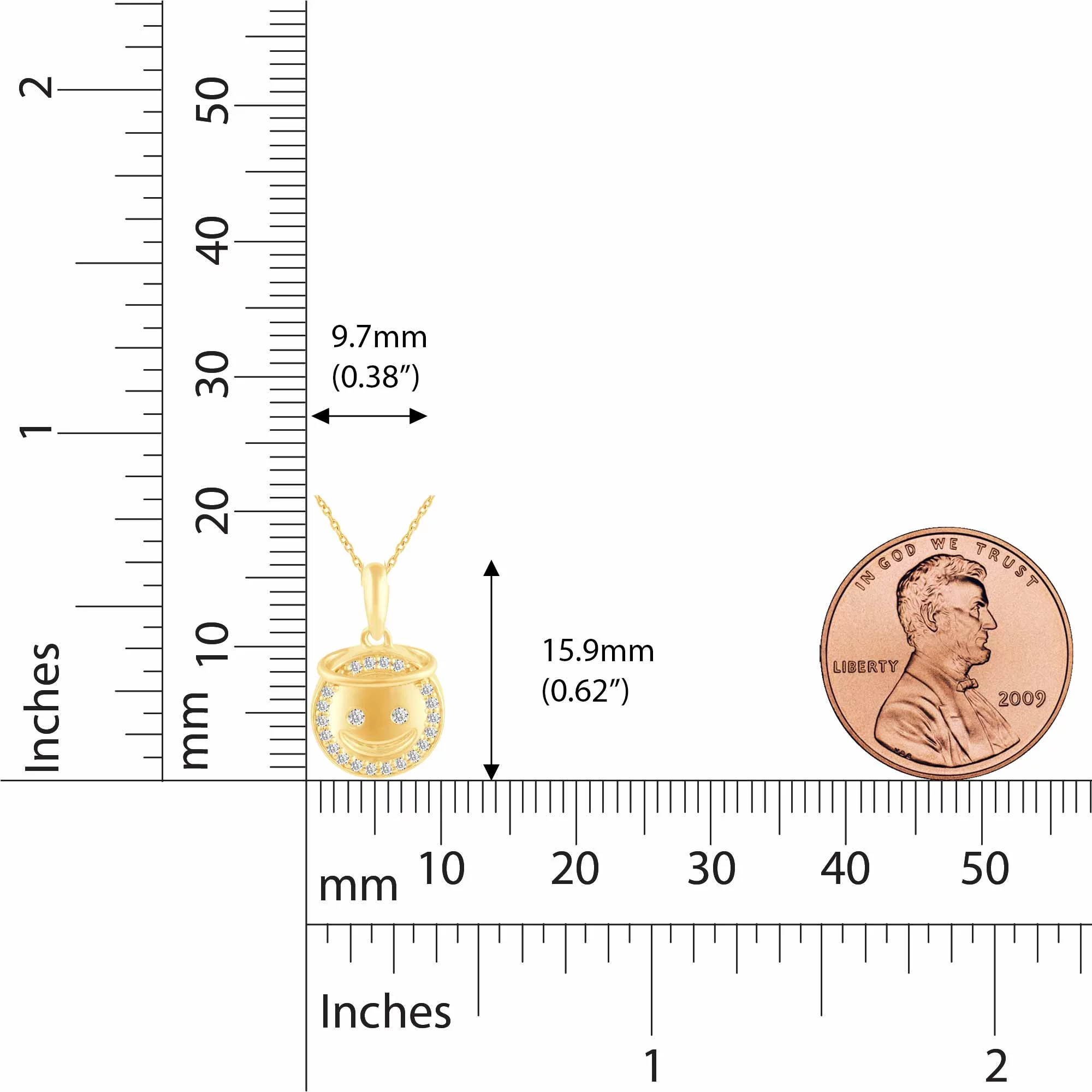 EMOJI Face Pendant Necklace set in 925 Sterling Silver Yellow Gold (Smiling face with halo)…