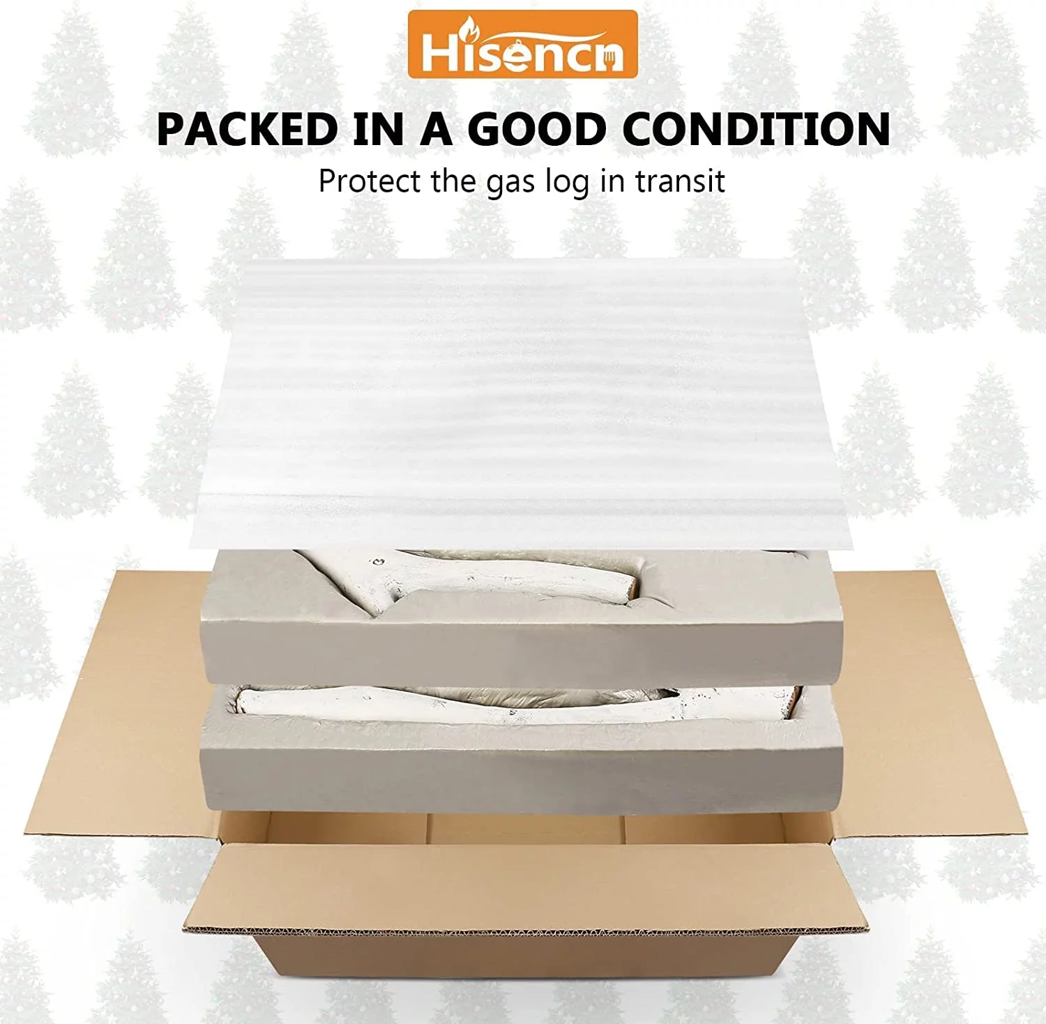 Hisencn Gas Fireplace Logs, 26 inch Large Ceramic White Birch Log for Gas Fireplace Indoor Inserts, Vented, Electric Gas Fireplaces Outdoor Firebowl Linear Fire Pits Ceramic Fiber Fake Wood Logs