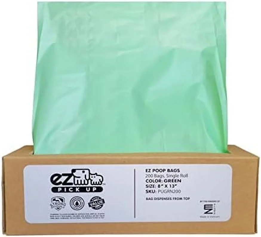 EZ  Dog Waste Bags 10 Rolls, Case Of 2000 Bags (200 Bags Per Roll)