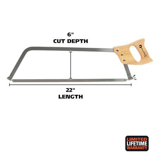 GreatNeck BUS22 Butchers Saw, 22 Inch, High Carbon Steel Blade, Solid Steel Frame, Hardwood Handle, Ideal for Cutting Meat, Bone, Game, and Livestock, Easy Blade Changes with High Tension Screw