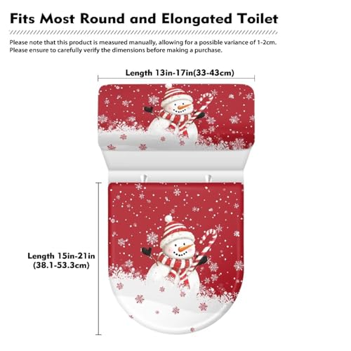 Christmas Bow Bell Toilet Tank Lid Cover and Toilet Seat Lid Cover 2 Pcs Set Toilets Covers with Elastic Cloth Fits Most Toilets Tanks & Lids