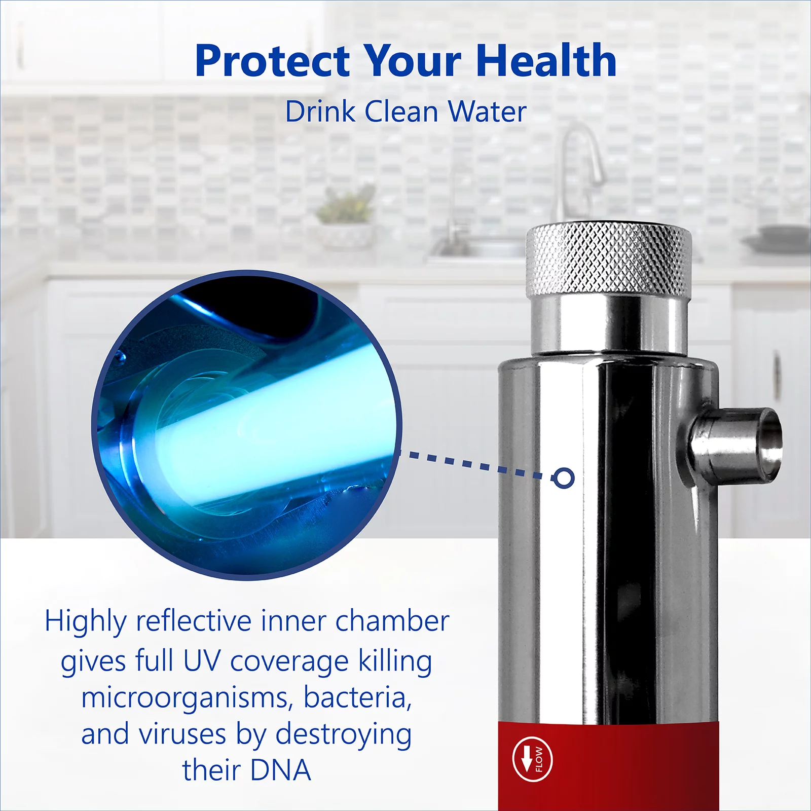 Express Water – Ultraviolet Water Filter – UV Light Purifier – 12 inch Housing with 10 inch Bulb – Under Sink and Reverse Osmosis System Sterilizer