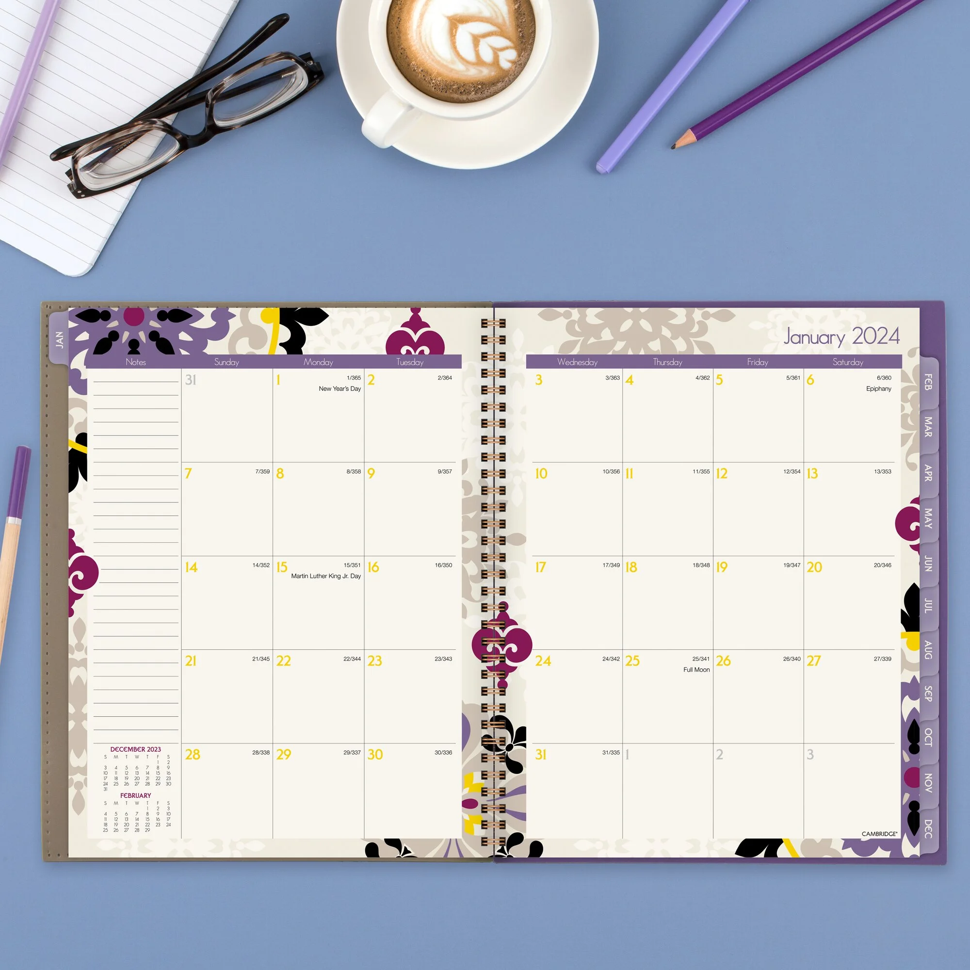 Cambridge Vienna 2024 Weekly Monthly Planner Large 8 12 x 11 - Planners