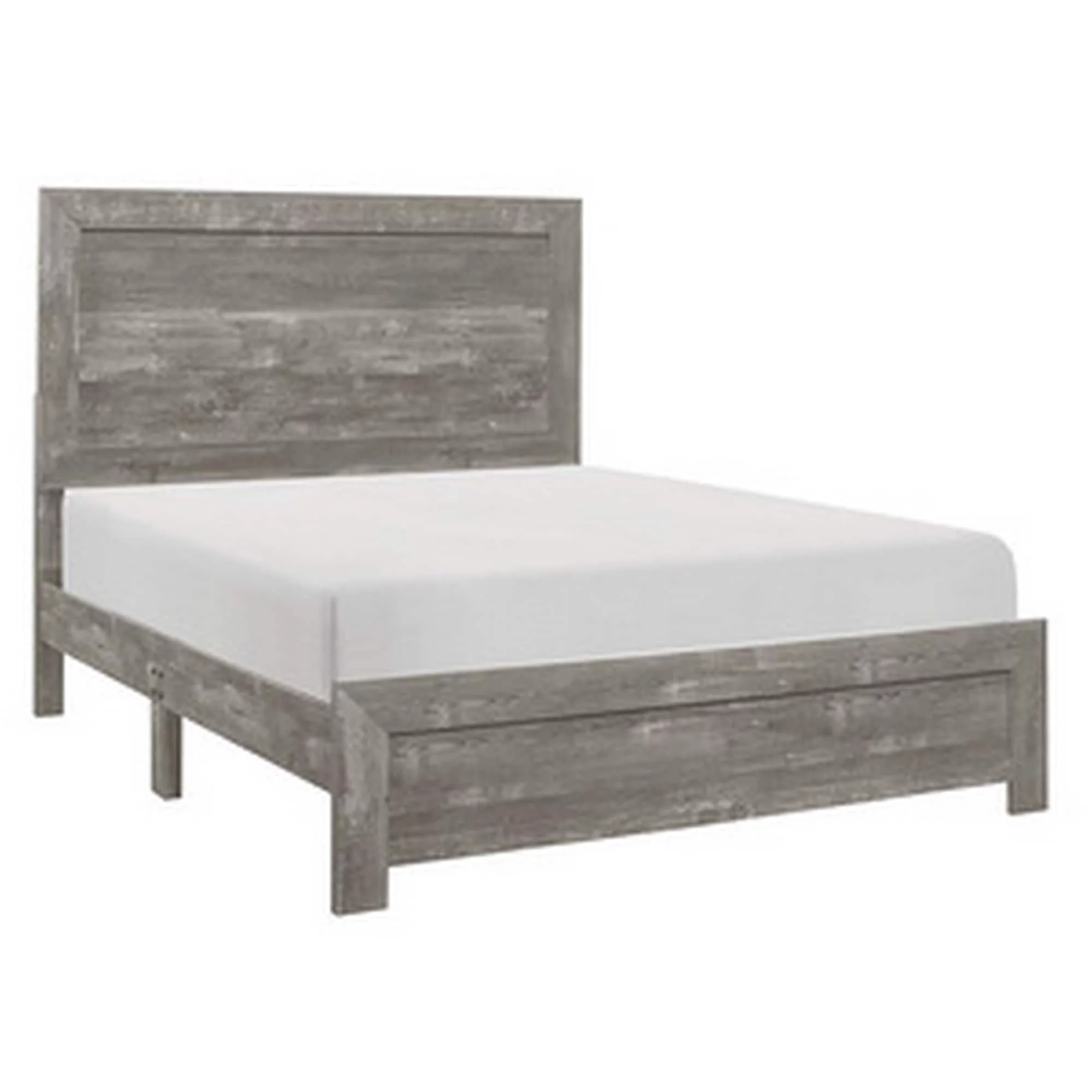 Adia Modern Queen Bed, Panel Headboard and Footboard, Textured Gray Veneer