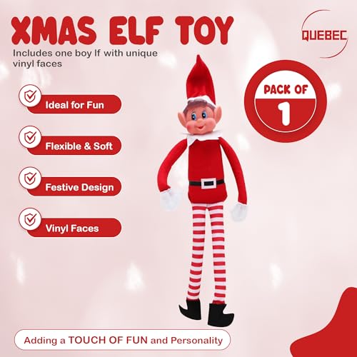 Quebec Naughty Elf Set - Boy & Girl Christmas Elf Figures, Santa's Little Helper Inspired, Soft Body, Vinyl Faces, 12 Inch, Couple