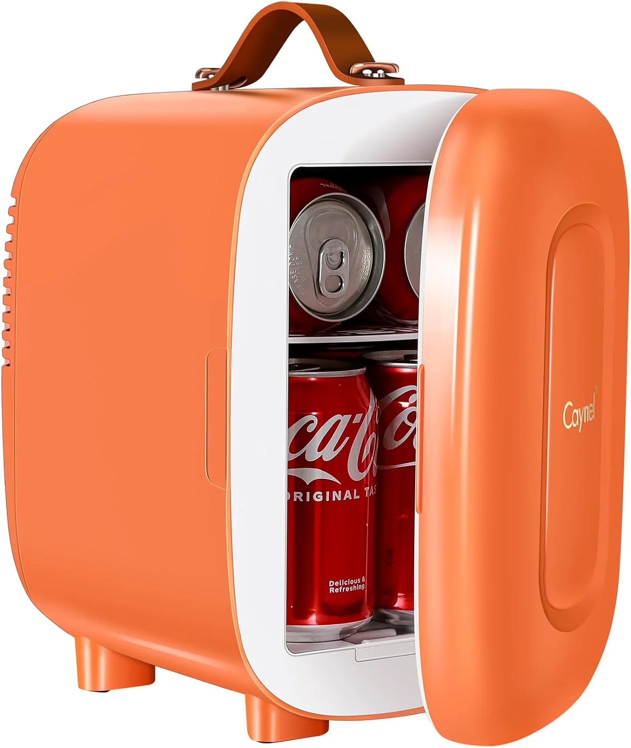 Caynel 5L Portable Retro Mini Fridge 6-can Mini Refrigerator,Orange