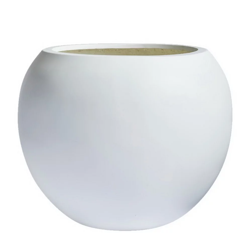 DTY Signature Mount Sherman 1-Pece Fiberstone Planter, White, 17
