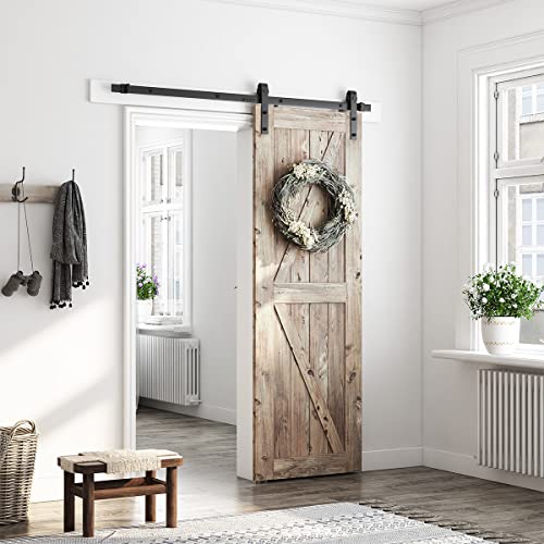 SMARTSTANDARD 6.8FT Barn Door Hardware Kit, Sliding Barn Door Track -Smoothly and Quietly -Easy to Install -Includes Step-by-Step Installation Instruction Fit 40