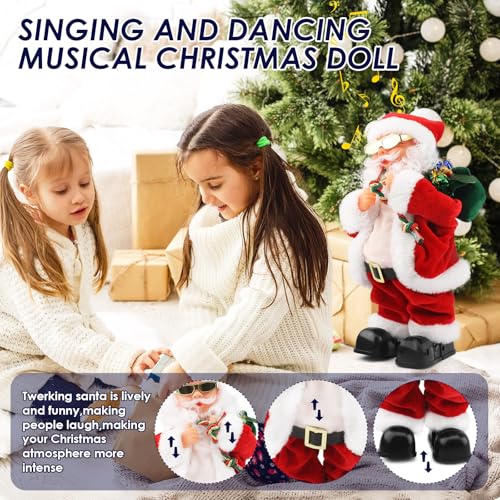 Electric Santa Claus Toy with Shaking Belly and Feet, Singing and Dancing Musical Christmas Doll, Xmas Gift