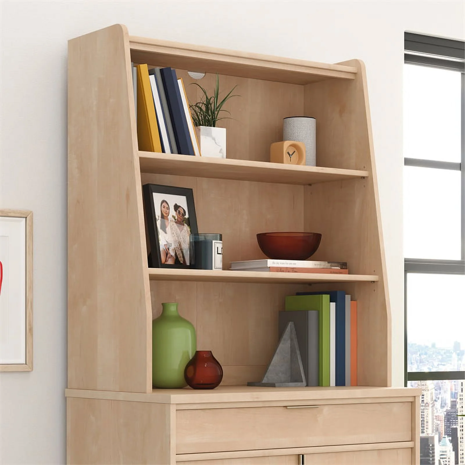 Urbanpro Engineered Wood Library Hutch in Natural Maple Finish