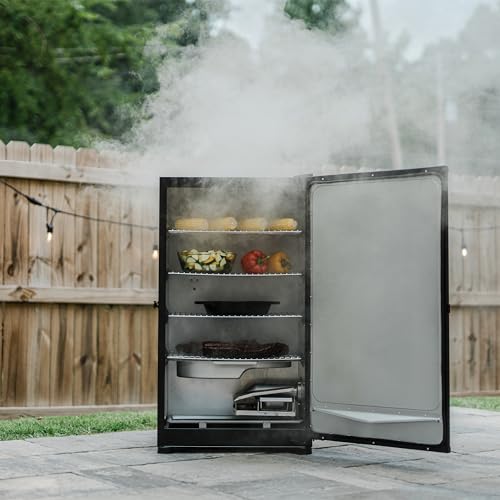Masterbuilt? 30-inch Digital Electric Vertical BBQ Smoker with Leg Kit, Side Wood Chip Loader and 710 Cooking Square Inches in Black, Model MB20070421