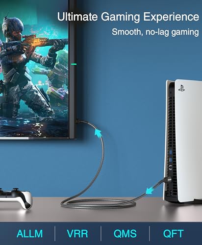 BlueRigger 4K HDMI Cable (25FT, 4K 60Hz HDR, High Speed 18 Gbps, eARC, Nylon Braided Cord) - Compatible with PS5, PS4, Xbox, Roku, Apple TV, HDTV, Blu-ray, PC