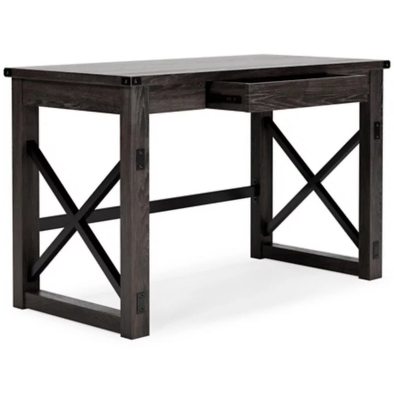 Signature Design by Ashley Freedan Rustic Farmhouse Home Office Desk, Dark Gray