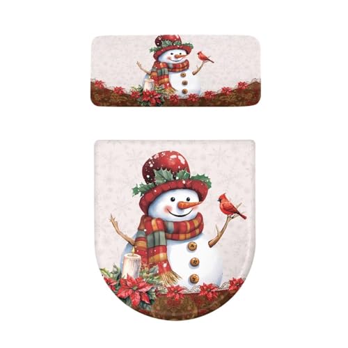 Christmas Bow Bell Toilet Tank Lid Cover and Toilet Seat Lid Cover 2 Pcs Set Toilets Covers with Elastic Cloth Fits Most Toilets Tanks & Lids