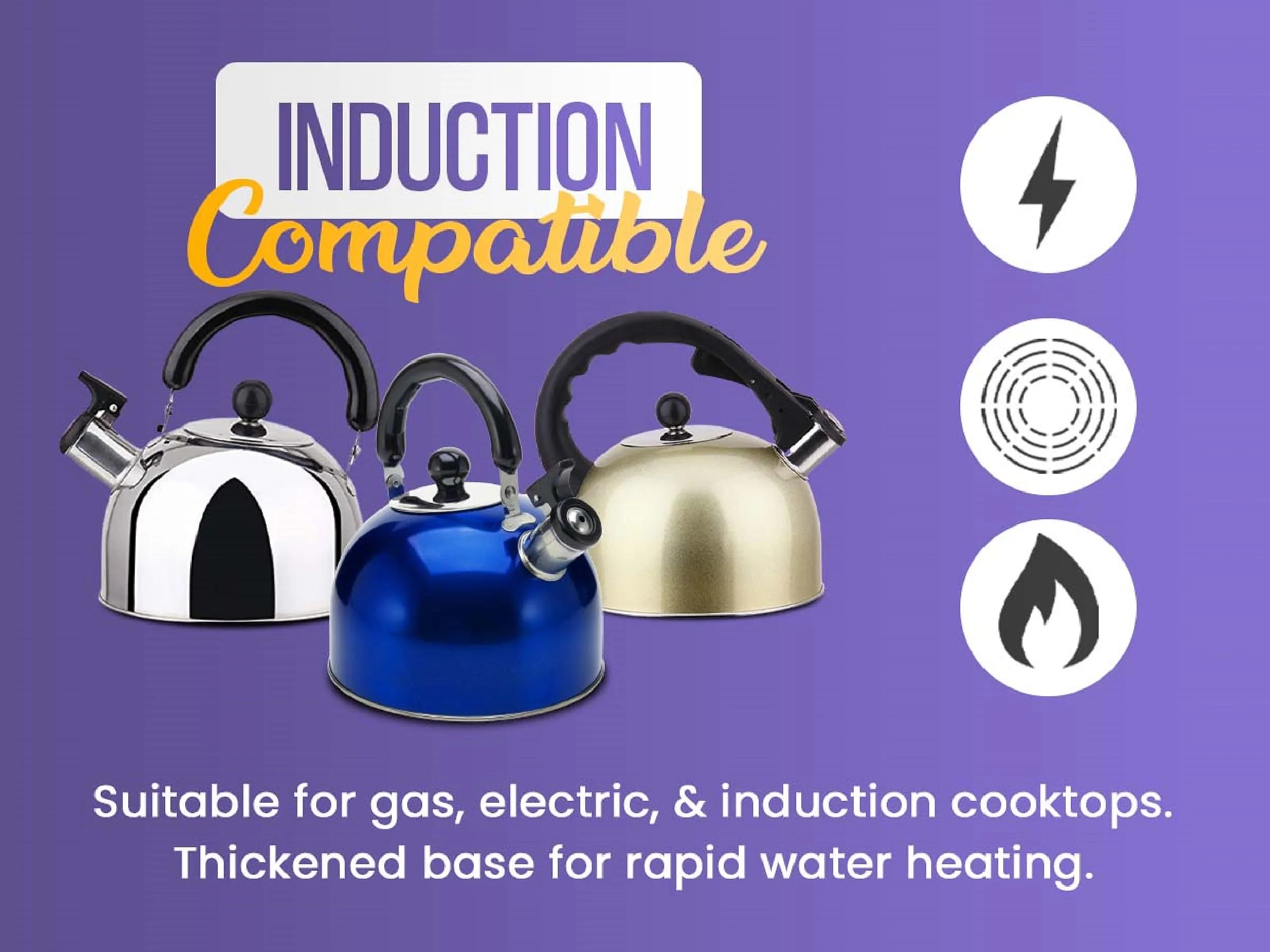 YBM Home Stainless Steel Whistling Tea Kettle Classic Teapot with Handle