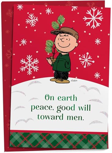DaySpring - Peanuts Peace Good Will Toward Men - 18 Christmas Boxed Cards and Envelopes, KJV