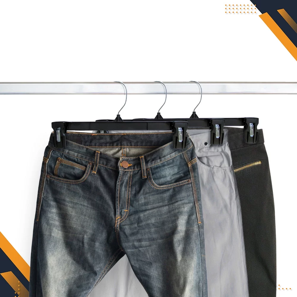 Hanger Central Plastic Pants & Skirt Hangers with Padded Pinch Clips, 10 in, 50 Pack