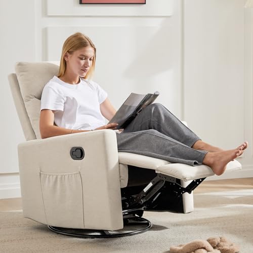 Sweetcrispy Massage Recliner Chair for Adults, Adjustable Home Theater Seating with Lumbar Support for Living Room, Modern Fabric Reclining, Light Grey