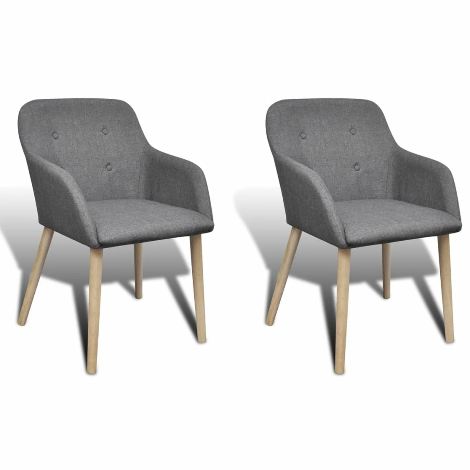 Dcenta Dining Chairs 2 pcs Dark Gray Fabric and Solid Oak Wood