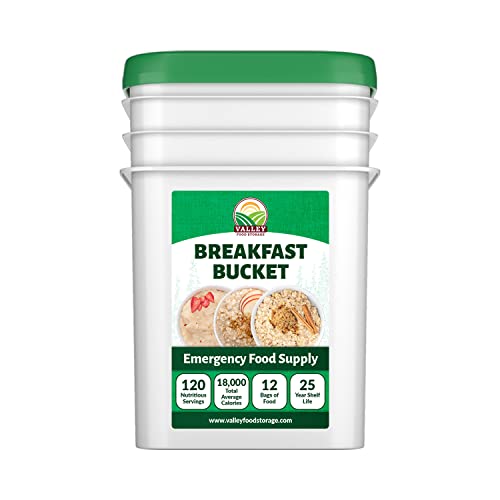 80 Serving Breakfast, Lunch & Dinner Bucket | Premium Emergency Food Supply | Survival Food 25 Year Shelf Life | Camping Food, Backpacking Meals, Prepper Supplies | Valley Food Storage Packaged in USA