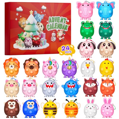 Advent Calendar 2025 3D Pop Animal Fidget Toys for Kids Baby Toddler Adult Stocking Stuffers Countdown Calendar Gifts Stress Relief Sensory Toy for Boys and Girls