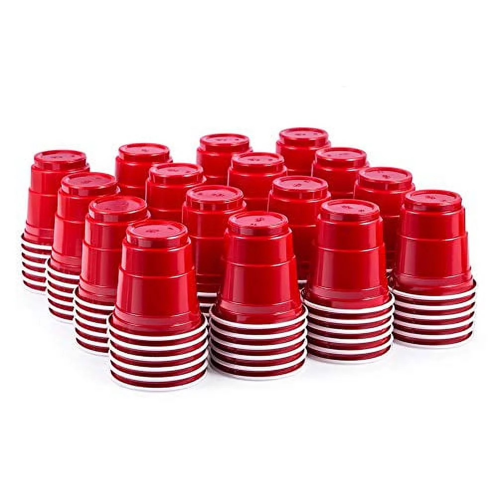 100ct 2oz Shot Glasses Disposable, Cute Red Mini Plastic Cups, Small Size Perfect for Party Games, Jello Shots, Jager Bomb, Tasting, Samples