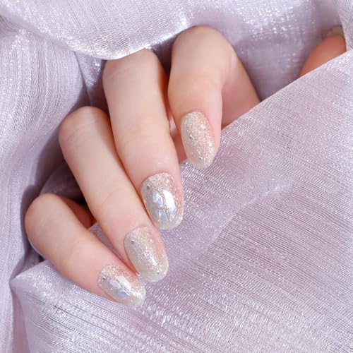 Semi Cured Gel Nail Strips-Easy Apply Christmas Gel Nail Stickers Holiday Semi Cured Manicure Strips with Sparkling Xmas Designs (Classic Yule)