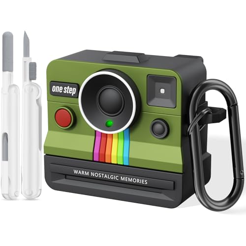 Retro Cases for Apple Airpods 4 Case Cover Women - VISOOM Cute Silicone Camera Airpods 4th Generation Case Keychain with Cleaner Kit,Support Magsafe Charging for iPod Air Pod 4 Cases-Black