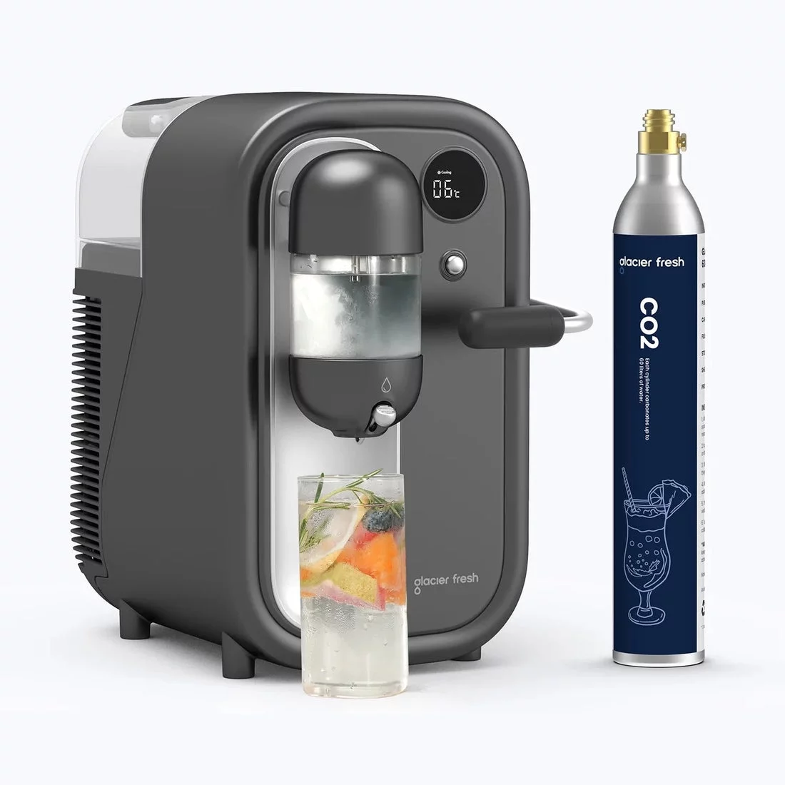 GLACIER FRESH Cold Soda Maker with LED Display Sparkling Water Maker with 1.6L Water Tank  （not included CO2 cylinder）
