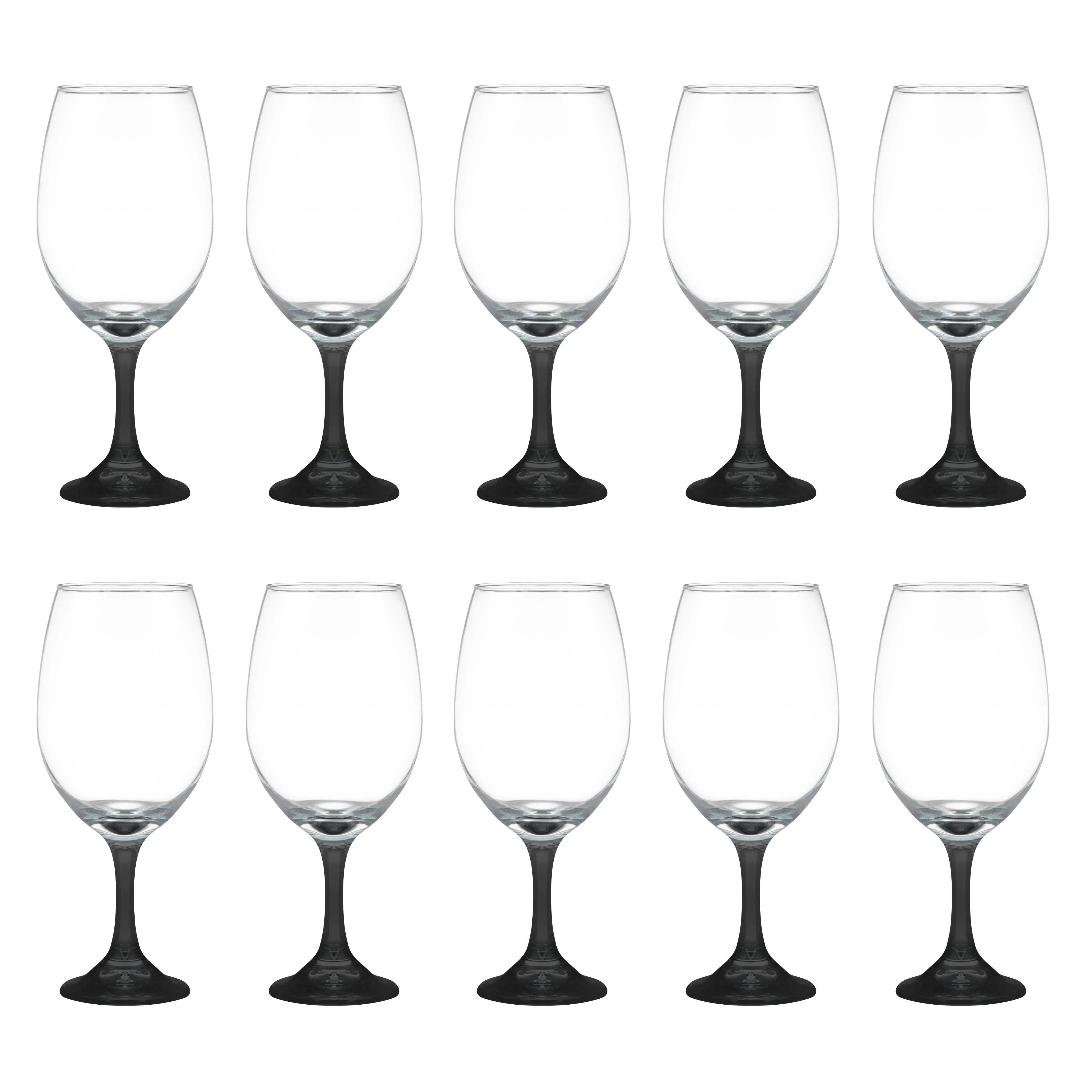 Rioja Grand Wine Glasses 20.75 oz. Set of 10, Bulk Pack - Perfect for Hotel, Bar, Restaurant or Lounge - Black
