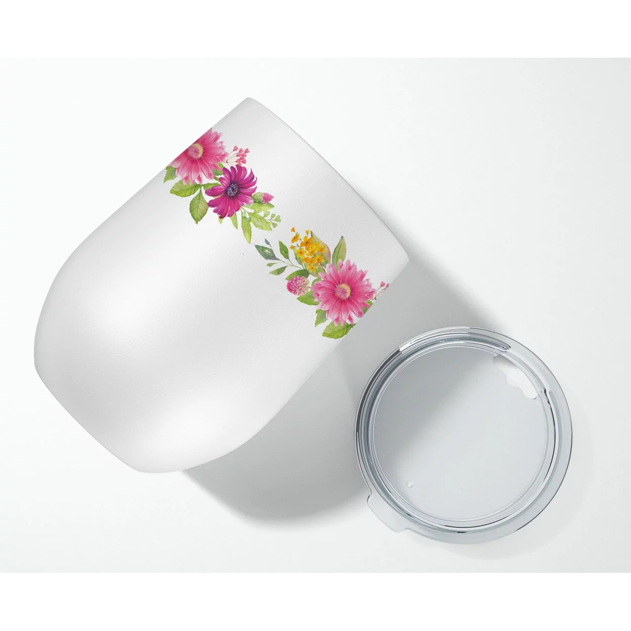 Carolines Treasures CK4135TBL12 Dachshund Red 2 Pink Flowers Stainless Steel 12 oz Stemless Wine Glass, 12 oz,