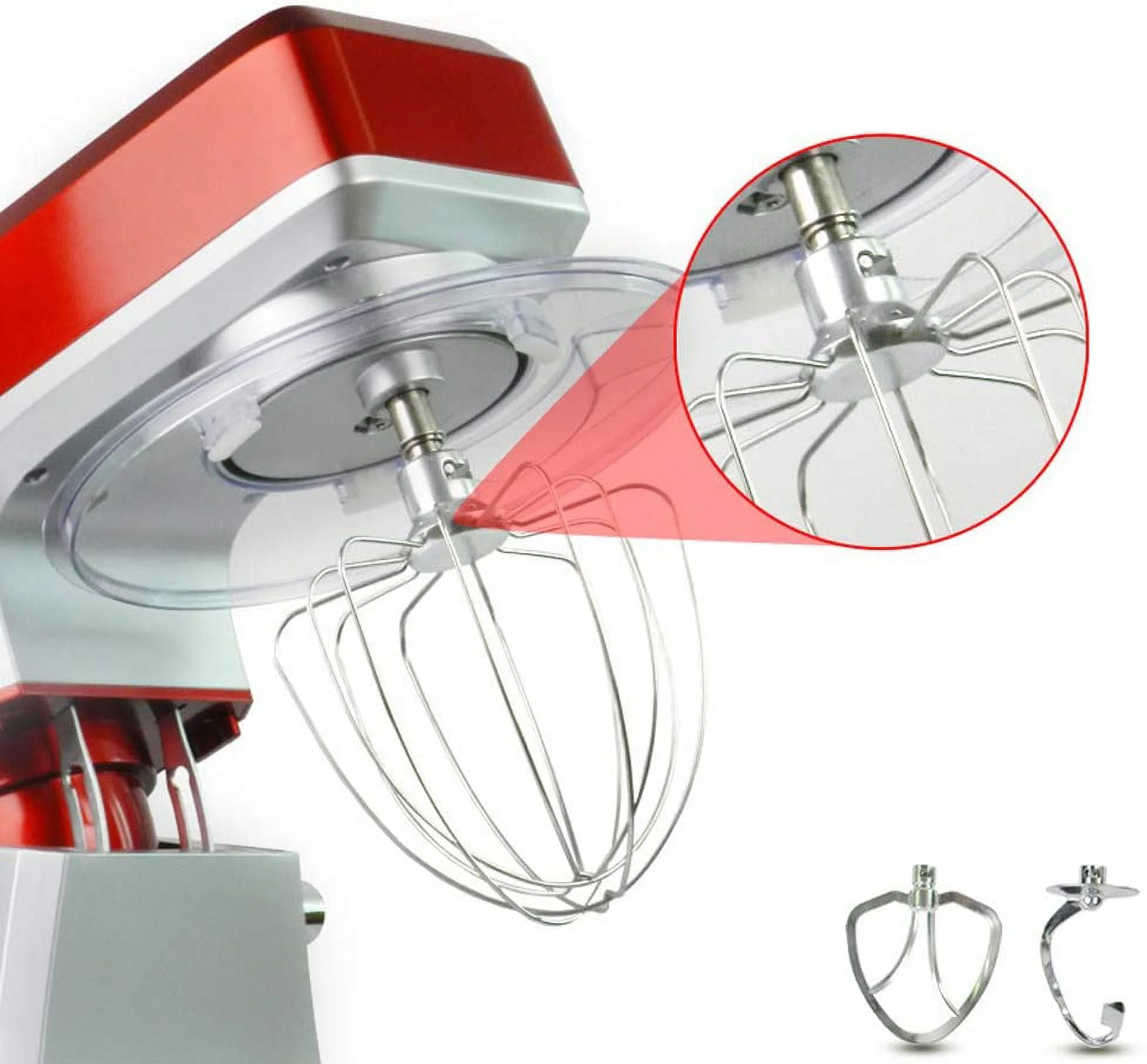 Commercial Stand Mixer 7L Commercial Electric Food Mixer with Dough Hook Kitchen Stainless Steel Dough Mixer Egg Beater Six Speed Household Red