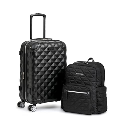 Kenneth Cole REACTION Diamond Tower Collection Lightweight Hardside Expandable 8-Wheel Spinner Travel Luggage, Black, 20-Inch Carry On