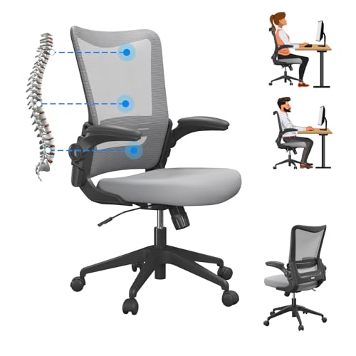 Ergonomic Office Chair, 300 LBS Home Mesh Desk Chair with Wheels, Comfortable Gaming Chair for Long Hours, High Back Office Chair with Adjustable Lumbar & Headrest