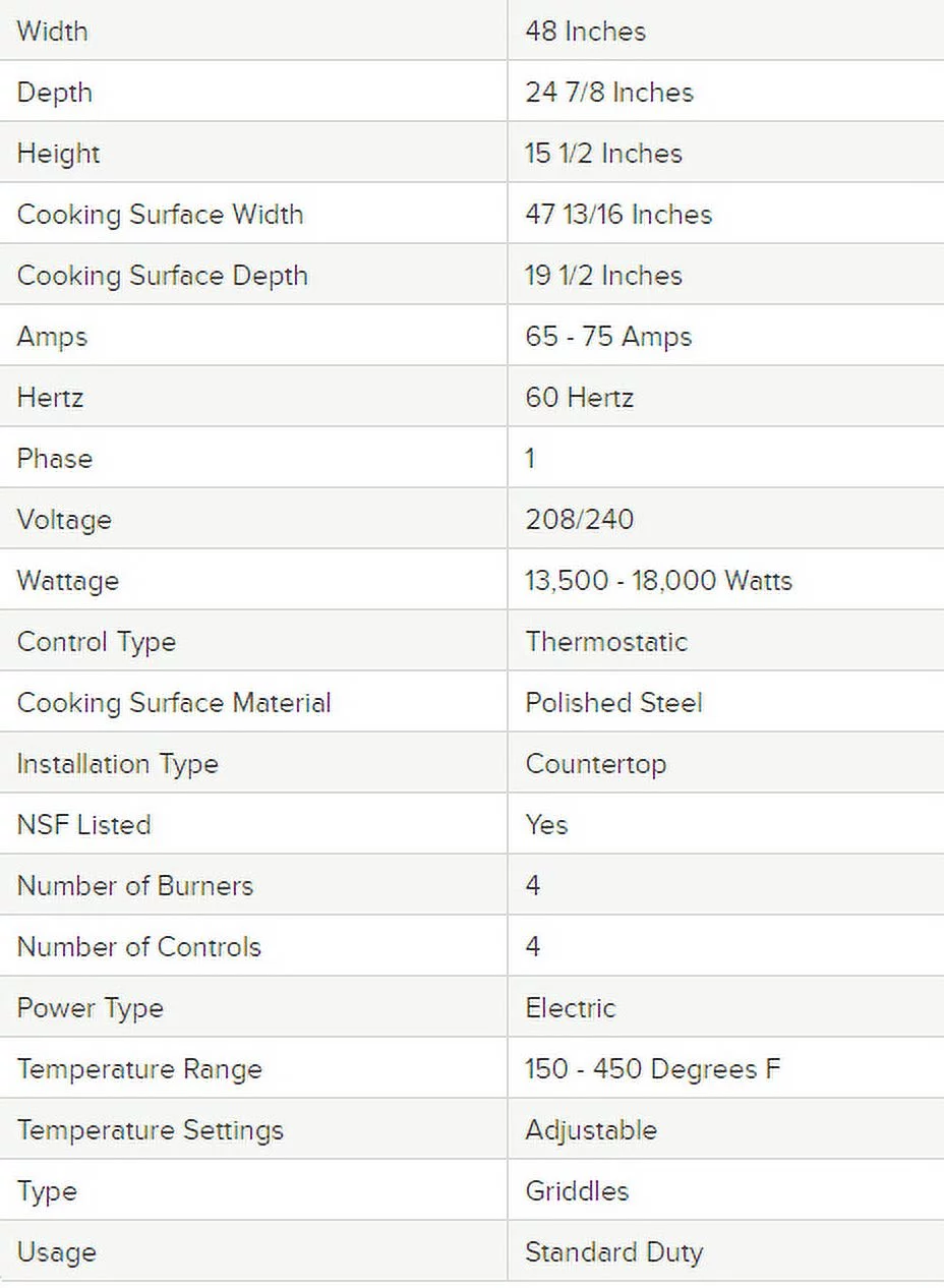 48 Inches Griddle Electric Stainless Steel Commercial Countertop Flat Top Griddle 240V NSF FN-05