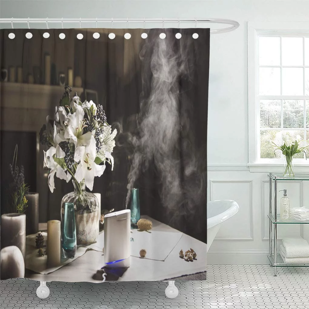 Libin Appliance Humidifier Table Near to Bouquet of Flowers Shower Curtain 66x72 inch
