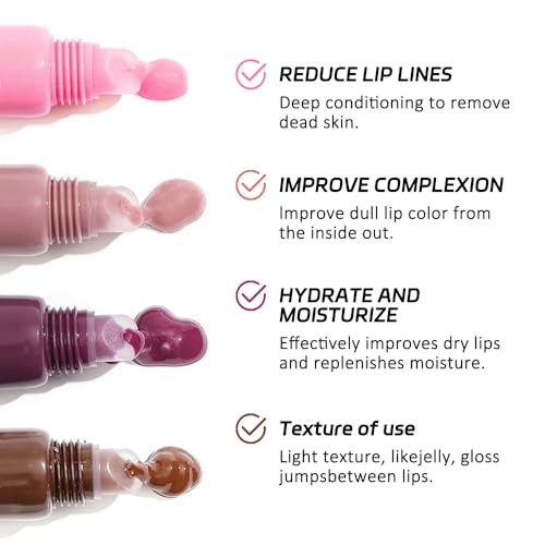 4 PCS Summer Special Lip Butter Balm – Ultra-Hydrating Lip Care with Shea Butter & Olive Oil, Soothes Dry Lips with Natural Tint & Gloss Effect, Lip Plumper Moisture & Light Lip Stain Finish