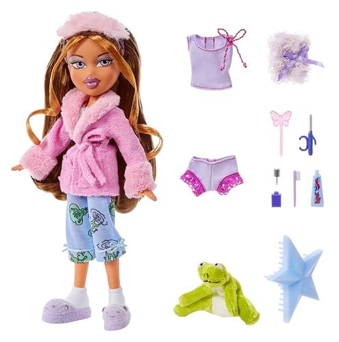 Bratz Slumber Party Yasmin Fashion Doll with 2 Sets of Pajamas, Plush, and Accessories