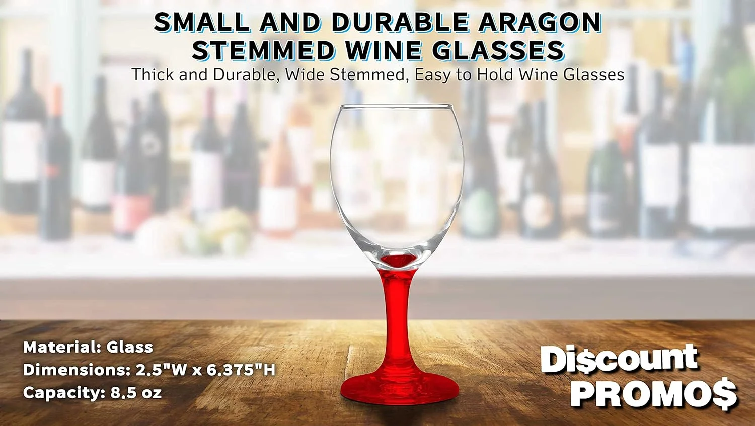 10 Aragon Wine Glasses Set, 8.5 Oz. - High Standard, Made - Red