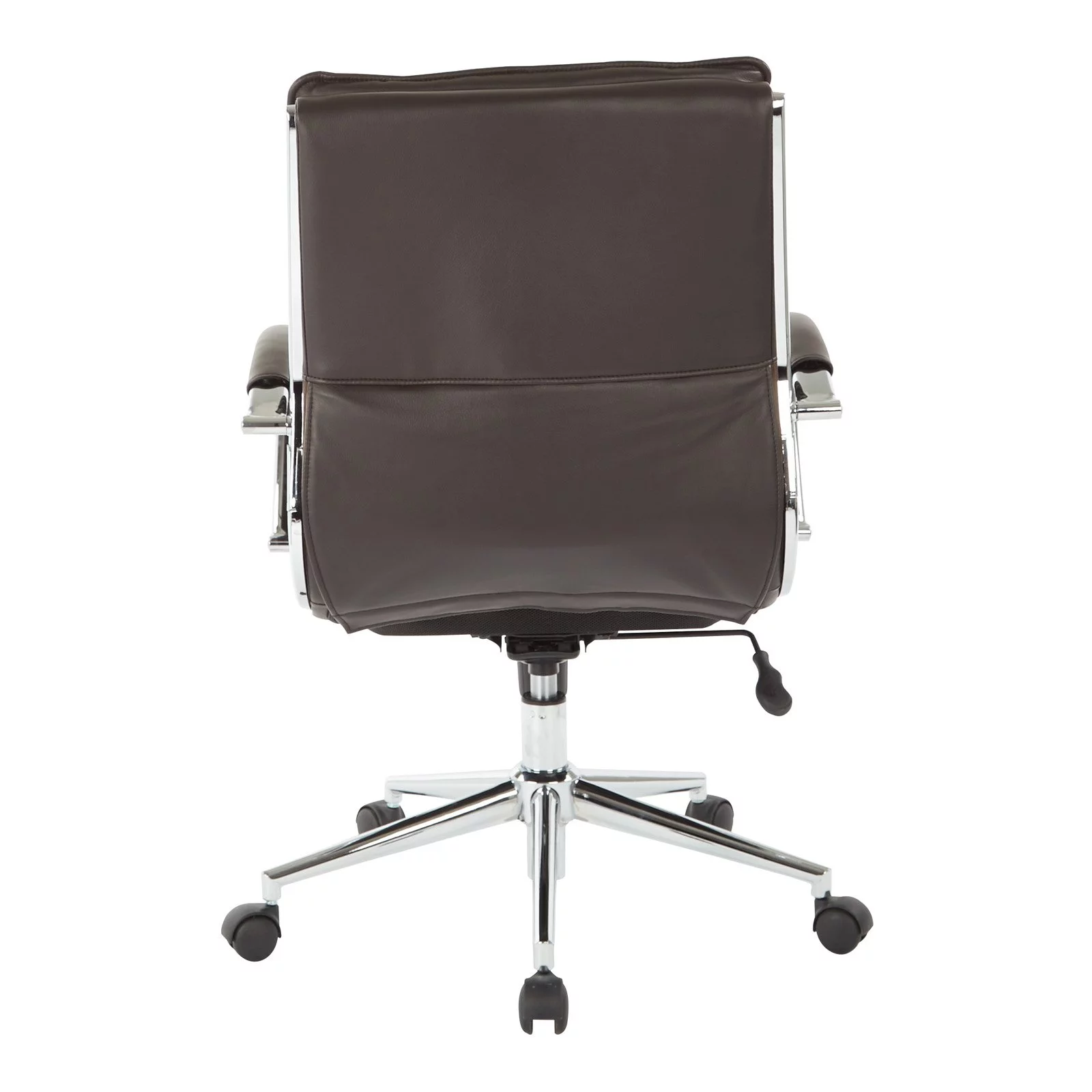 Office Star Products Mid Back Manager's Faux Leather Chair in White with Chrome Base